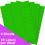 JAM Paper Laser/Inkjet Address Labels, 1" x 2 5/8", Neon Green, 30 Labels/Sheet, 4 Sheets/Pack (3543284)