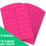 JAM Paper Address Labels, 1 1/3" x 4", Neon Pink, 14 Labels/Sheet, 9 Sheets/Pack (359329612)
