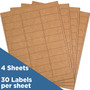 JAM Paper Laser/Inkjet Address Labels, 1" x 2 5/8", Brown Kraft, 30 Labels/Sheet, 4 Sheets/Pack (4513701)