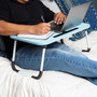 Mind Reader 13.75" x 23.5" MDF/Metal Lap Desk/Laptop Stand With Folding Legs, Blue (LBSTUDY-BLU)