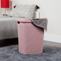Mind Reader 13.21-Gallon Hamper with Lid, Plastic, Pink, 2/Set (50HAMP2PK-PNK)