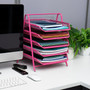 Mind Reader 5-Tier Stackable Paper Desk Tray Organizer, Metal, Pink (5TPAPER-PNK)