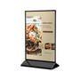 Deflect-O Double-Sided Sign Holder with Frame and Base, 4" x 6", Black/Clear Plastic (ZS93204A)