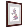Michael Tompsett 'UK Cities Text Map 3' Matted Framed Art - 16x20 Inches - Wood Frame (65dd6705e8837636b11dc474_ud)