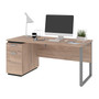Bestar Aquarius 66" Desk with Single Pedestal, Rustic Brown/Graphite (114400-000009)