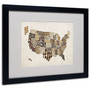 Trademark Fine Art Michael Tompsett 'USA States Text Map 2' Matted Art Black Frame 16x20 Inches (65dd675ce8837636b11dc7e0_ud)