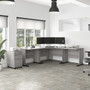 Bush Business Furniture Studio A 83"W Corner Computer Desk with 3-Drawer Mobile File Cabinet, Platinum Gray (STA003PGSU)
