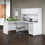 Bush Business Furniture Studio C 72W x 30D L Shaped Desk with Hutch, Mobile File Cabinet and 42W Return, White (STC006WHSU)