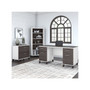 Bush Furniture Somerset 60" Computer Desk with Lateral File Cabinet and 5-Shelf Bookcase, Storm Gray/White (SET013SGWH)