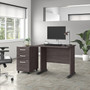 Bush Business Furniture Studio A 36"W Small Computer Desk with 3-Drawer Mobile File Cabinet, Storm Gray (STA005SGSU)