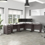 Bush Business Furniture Studio A 83"W Corner Computer Desk with 3-Drawer Mobile File Cabinet, Storm Gray (STA003SGSU)