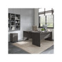 Bush Business Furniture Echo L Shaped Bow Front Desk with Mobile File Cabinet, Charcoal Maple (ECH007CM)
