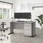 Bush Business Furniture Studio A 60"W Computer Desk with 3-Drawer Mobile File Cabinet, Platinum Gray (STA002PGSU)