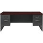 Hirsh 72"W Double-Pedestal Desk, Charcoal/Mahogany (20532)