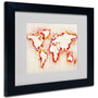 Trademark Fine Art Michael Tompsett 'World Map-Orange' Matted Art Black Frame 11x14 Inches (65dd685ce8837636b11dcebd_ud)