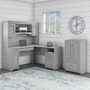 Bush Furniture Fairview 60" L-Shaped Desk with Hutch, Storage Cabinet, and File Drawer, Cape Cod Gray (FV010CG)