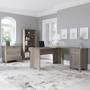 Bush Furniture Salinas 60" L-Shaped Desk with Lateral File Cabinet and 5-Shelf Bookcase, Driftwood Gray (SAL003DG)