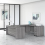 Bush Business Furniture Studio C 72W x 36D U Shaped Desk with Mobile File Cabinet, Platinum Gray (STC004PGSU)