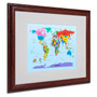 Michael Tompsett 'Childrens World Map' Matted Framed Art - 16x20 Inches - Wood Frame (65dd6979e8837636b11dd4c8_ud)