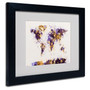 Trademark Fine Art Michael Tompsett 'Paint Splashes World Map 4' Matted Black Frame 16x20 Inches (65dd69f8e8837636b11dd6af_ud)