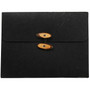 JAM Paper® Portfolio with Button and String Tie Closure, 9 x 11 3/4 x 5/8, Rainforest Black, Sold Individually (371680)