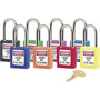 Master Lock® Safety Tumbler Padlock, 6 pin, Xenoy, Red, Keyed Different, 6/BX (65dd701ae8837636b11e17e7_ud)