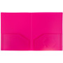 JAM Paper Heavy Duty Two-Pocket Plastic Folders, Fuchsia Pink, 6/Pack (946172D)
