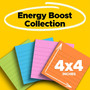 Post-it Super Sticky Notes, 4" x 4", Energy Boost Collection, Lined, 90 Sheet/Pad, 4 Pads/Pack (675-4SSUC)