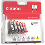 Canon 6 Black/Cyan/Magenta/Yellow/Photo Cyan/Photo Magenta Standard Yield Ink Cartridge, 6/Pack (4705A018AA)