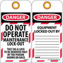 Lockout Tags; Lockout, Danger, Do Not Operate Maintenance Lock-Out, 6" x 3" (65dd8594e8837636b11ecfbf_ud)