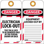 Lockout Tags; Lockout, Danger Electrician Lock-Out. . ., 6X3, Unrippable Vinyl (65dd85cae8837636b11ed1cb_ud)