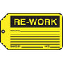 Accuform 5 3/4" x 3 1/4" PF-Cardstock Production Tags RE-WORK", Black On Yellow, 25/Pack (MMT306CTP)