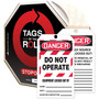 Accuform Tags By-The-Roll 6 1/4" x 3" Lockout Tag "DANGER.. EQ..", Black/Red On White (TAR404)