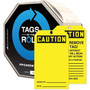 Accuform 6 1/4" x 3" Cardstock Tags By-The-Roll " CAUTION..", Black On Yellow, 100/Roll (TAR134)