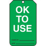 Accuform 5 3/4" x 3 1/4" PF-Cardstock Status Tags "OK TO USE", White/Black On Green, 25/Pack (MGT217CTP)