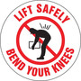 Accuform Hard Hat/Helmet Decal, LIFT SAFELY BEND YOUR KNEES, 2 1/4", Adhesive Vinyl, 10/Pack (LHTL132)