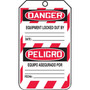Accuform 5 3/4" x 3 1/4" PF-Cardstock Bilingual Lockout Tag "DANGER DO..", Red/Black On White, 25/Pack (TSP101CTP)