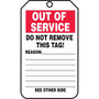 Accuform 5 3/4" x 3 1/4" PF-Cardstock Status Tags "OUT..", Red/Black On White, 25/Pack (TRS243CTP)