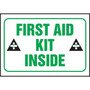 Accuform 3 1/2" x 5" Adhesive Vinyl Safety Label "FIRST AID..", Green/Black On White, 5/Pack (LFSD509VSP)