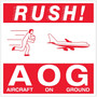 Tape Logic® Labels, "Rush AOG - Aircraft On Ground", 4" x 4", Red/White, 500/Roll (DL1376)