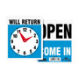 Headline® Reversible "OPEN/WILL RETURN" Business Sign with Clock, 7 1/2" x 9", 1 each (65dd87fee8837636b11eddd4_ud)