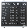 Business Hours Sign, 14x13", Black/Silver, Caution Sign (65dd87ffe8837636b11eddda_ud)