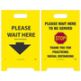 National Marker Double-Sided A-Frame Sign, "Please Wait Here/Please Wait Here to be Served," 19" x 12", Yellow/Black/Red (FS46)