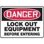 Accuform Safety Sign, DANGER LOCK OUT EQUIPMENT BEFORE ENTERING, 7" x 10", Plastic (MLKT106VP)