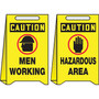 Accuform Slip-Gard CAUTION MEN WORKING.. Reversible Fold-Ups, Red/Black/Yellow, 20"H x 12"W (PFE403)