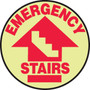Accuform Slip-Gard EMERGENCY STAIRS Round Floor Sign, Red/Yellow, 8"Dia. (MFS874)