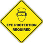 Accuform Slip-Gard EYE PROTECTION REQUIRED Diamond Floor Sign, Black/Yellow, 17"H x 17"W (PSR420)