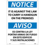Notice Signs; It Is Against The Law To Carry A Handgun On These Premises, 20X14, Rigid Plastic (65dd88b2e8837636b11ee02b_ud)