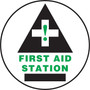 Accuform Slip-Gard FIRST AID STATION Round Floor Sign, Black/Green/White, 17"Dia. (MFS2117)