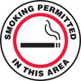 Accuform Slip-Gard SMOKING PERMITTED IN THIS AREA Round Floor Sign, Red, 8"Dia. (MFS807)